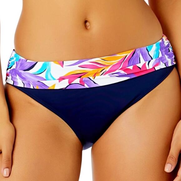 Anne Cole Women’s Foldover Bikini Swimsuit Bottoms Navy Multi Size XS - Picture 1 of 2